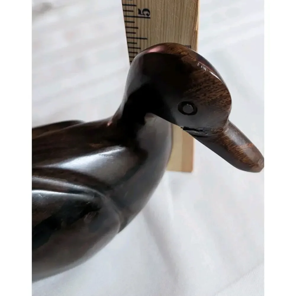 Vintage Solid Wood Hand Carved Duck Decoy Home Decor